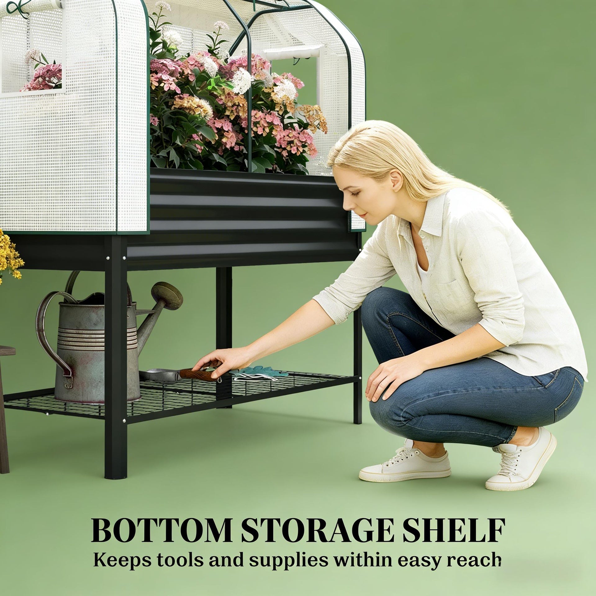 Outdoor Plant Boxs,Raised Garden Bed,Spacious Flower Boxs