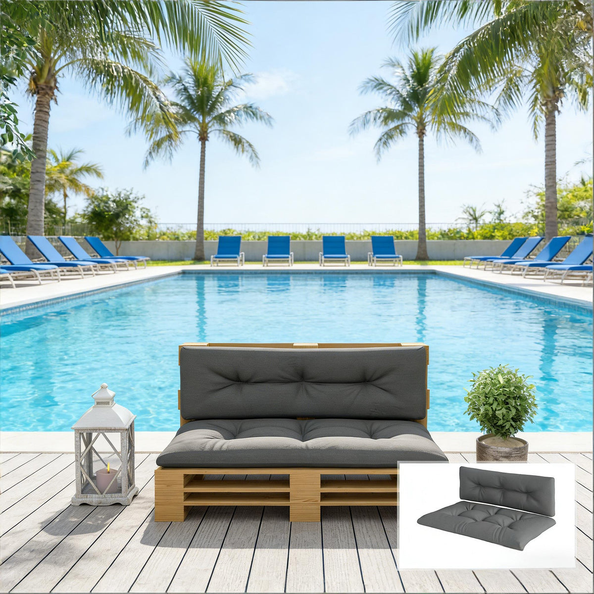 Thick Tufted Replacement Cushions,Outdoor 2 Chair Pallet Cushions
