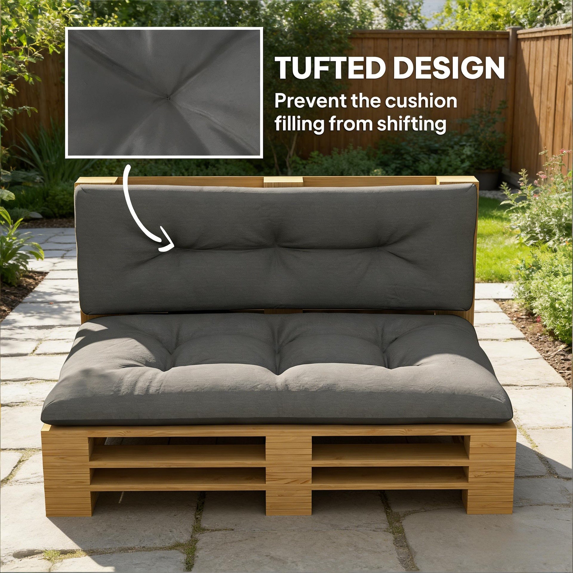 Thick Tufted Replacement Cushions,Outdoor 2 Chair Pallet Cushions