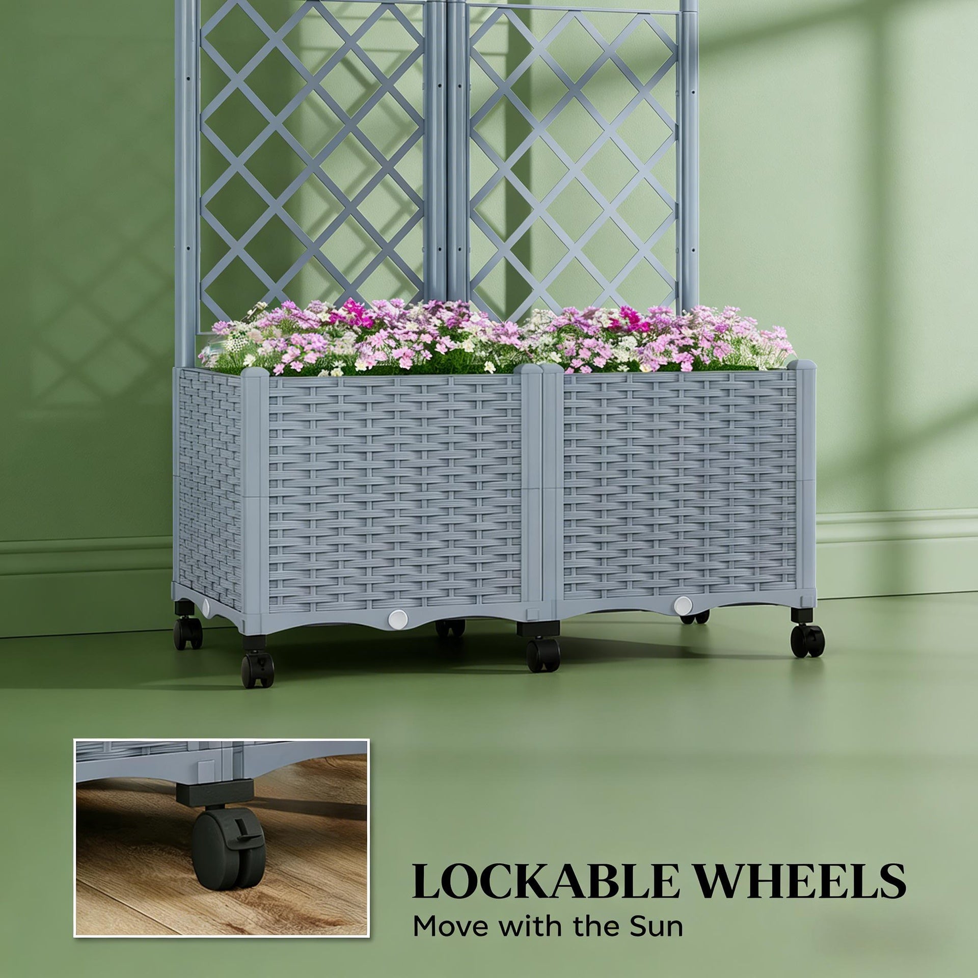 Mobile Raised Garden Bed,Outdoor Stylish Planter Box