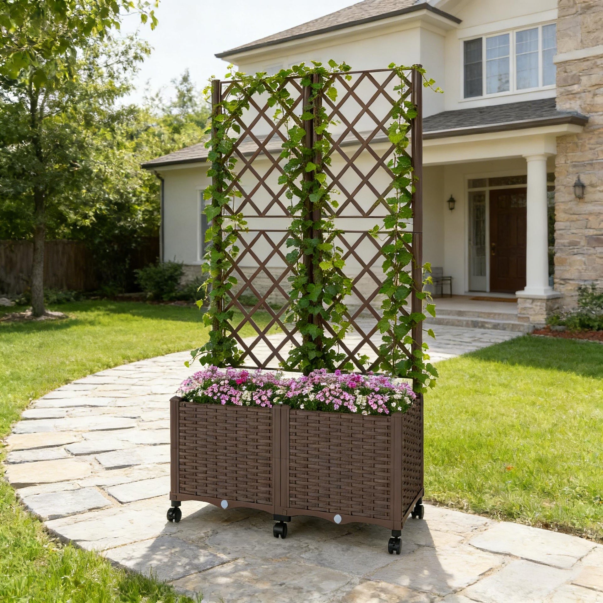 Outdoor Stylish Planter Box,Mobile Raised Garden Bed