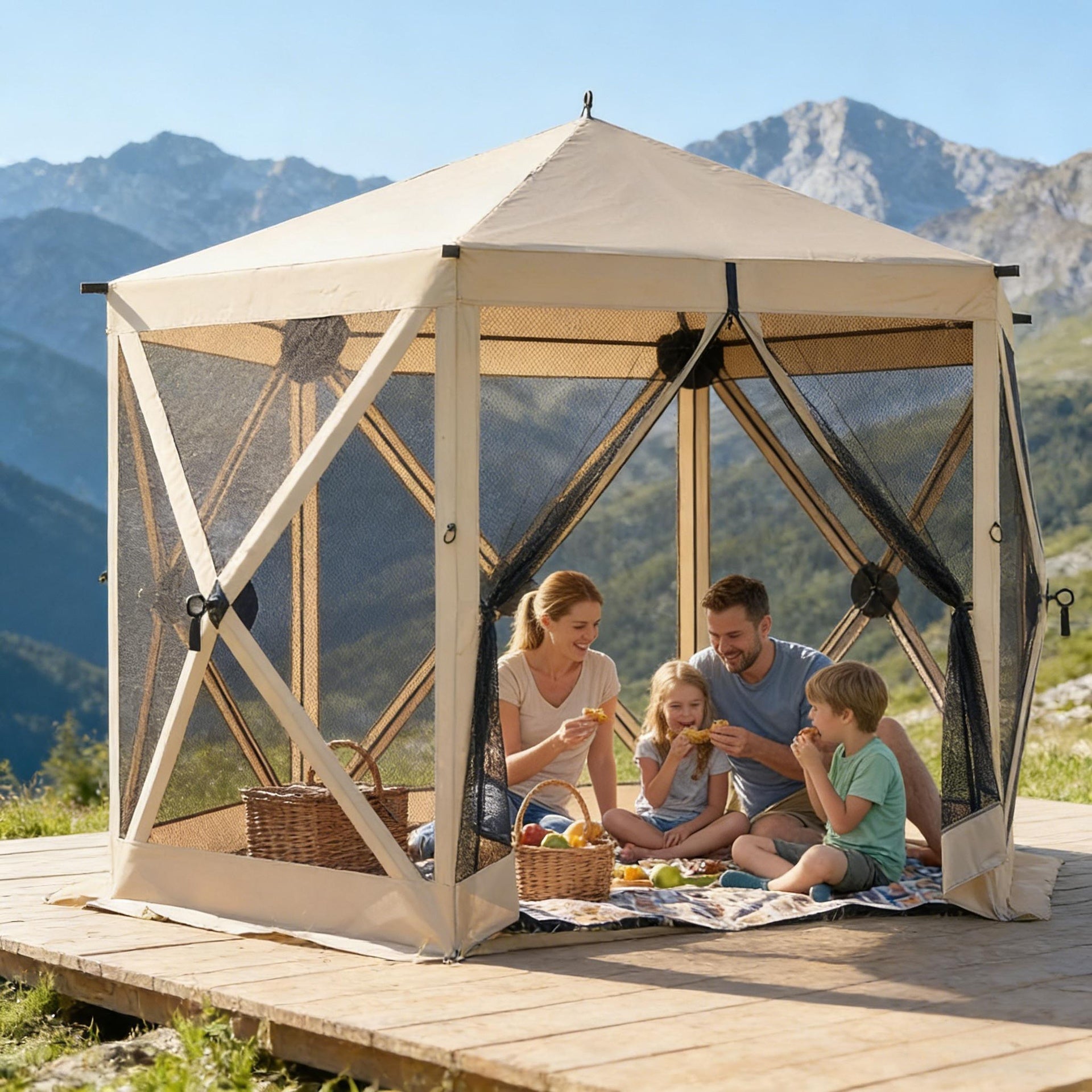 Outdoor Pop Up Gazebo Screen Tent,Modern Camping Canopy Screen House