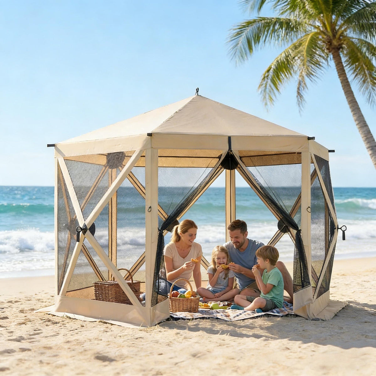 Outdoor Pop Up Gazebo Screen Tent,Modern Camping Canopy Screen House