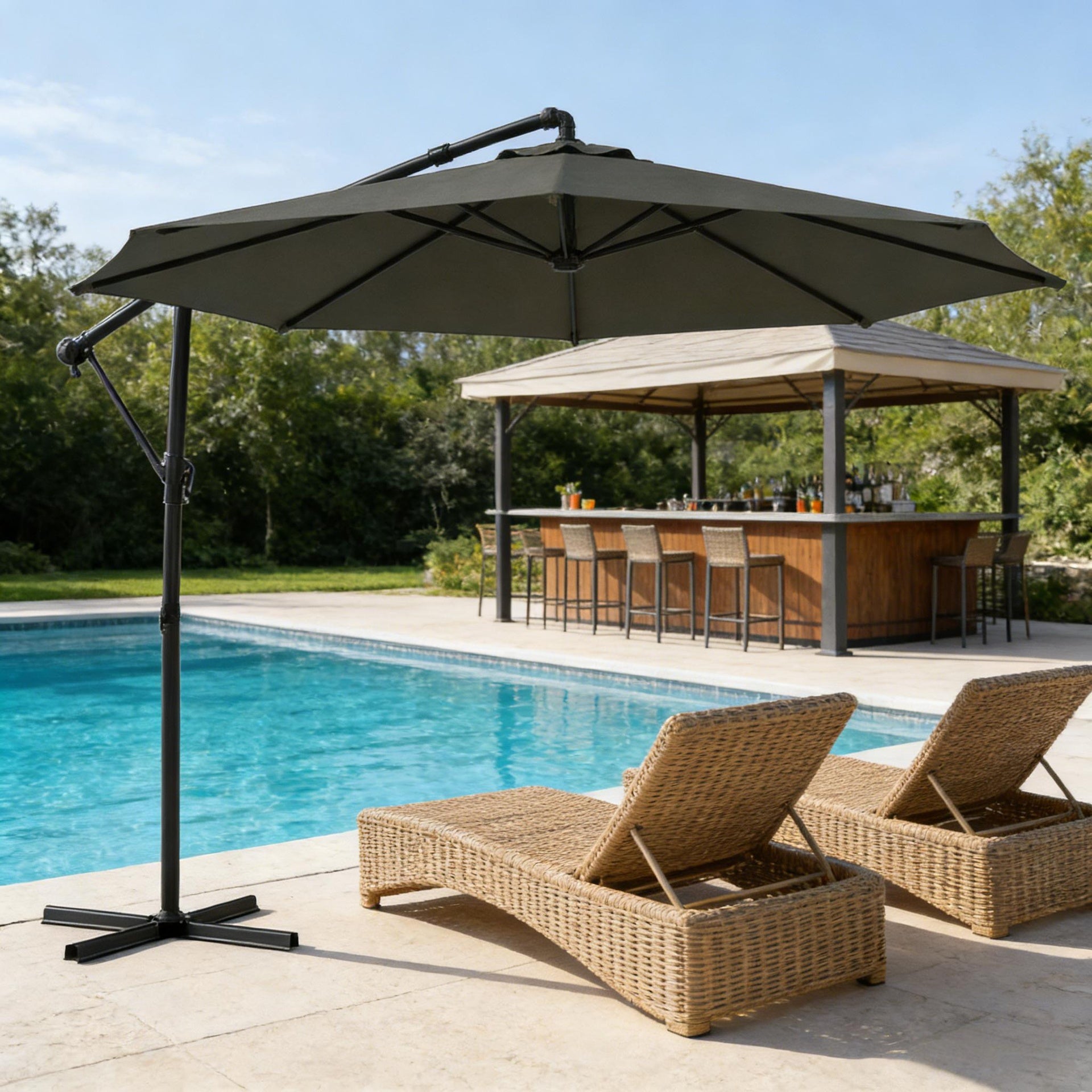 Large Garden Umbrella,Outdoor Hanging Cantilever Umbrella