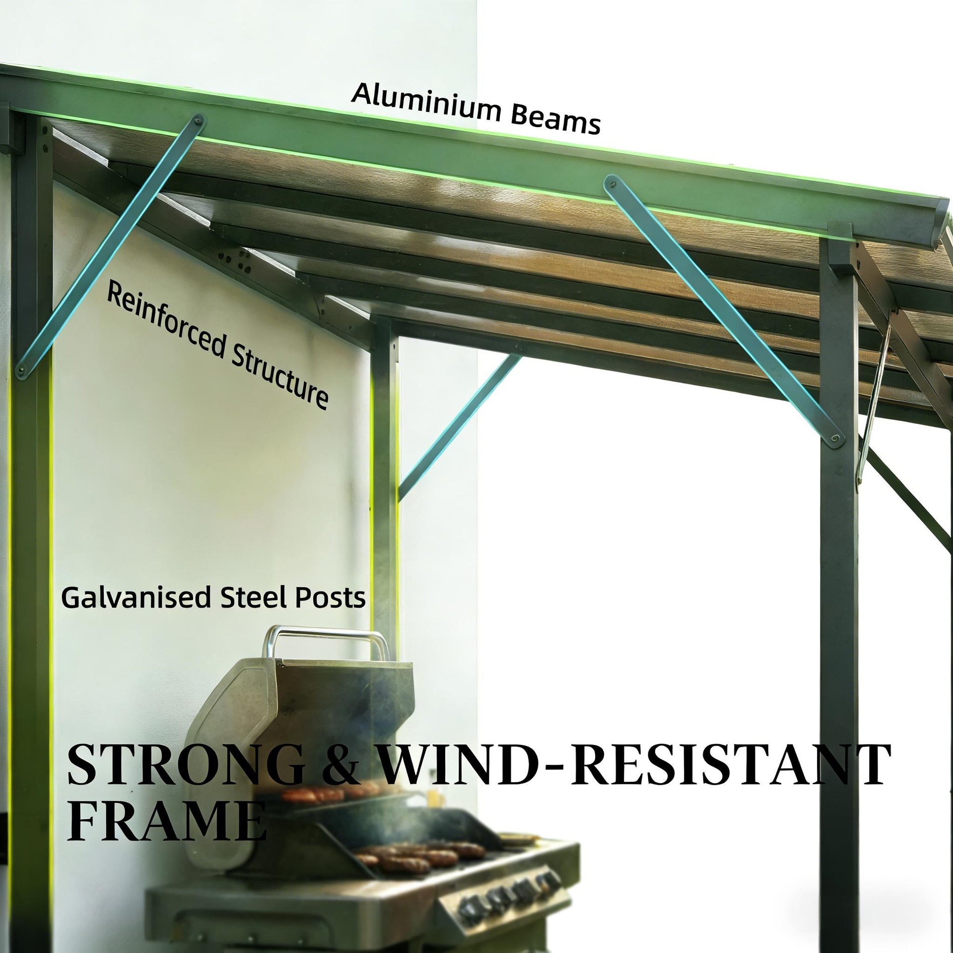 Outdoor Canopy Shelter,Hardtop Grill Gazebo,Lean-to BBQ Shelter
