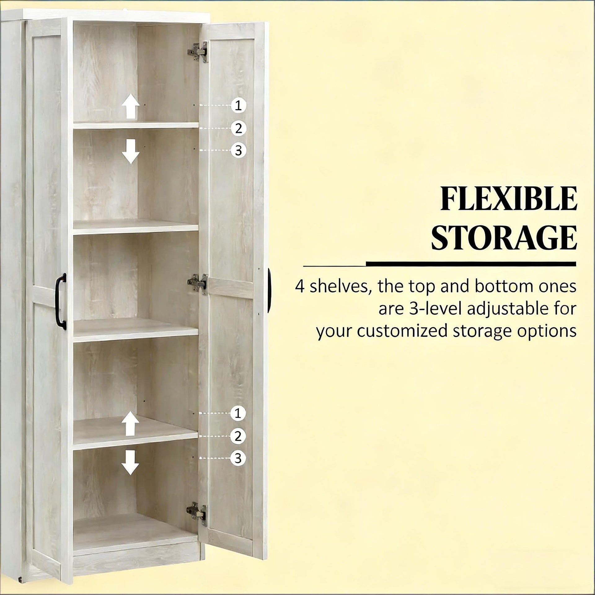 Sturdy Double Door Storage Cabinet,Freestanding Bedroom Cabinet,Kitchen Pantry Cabinet