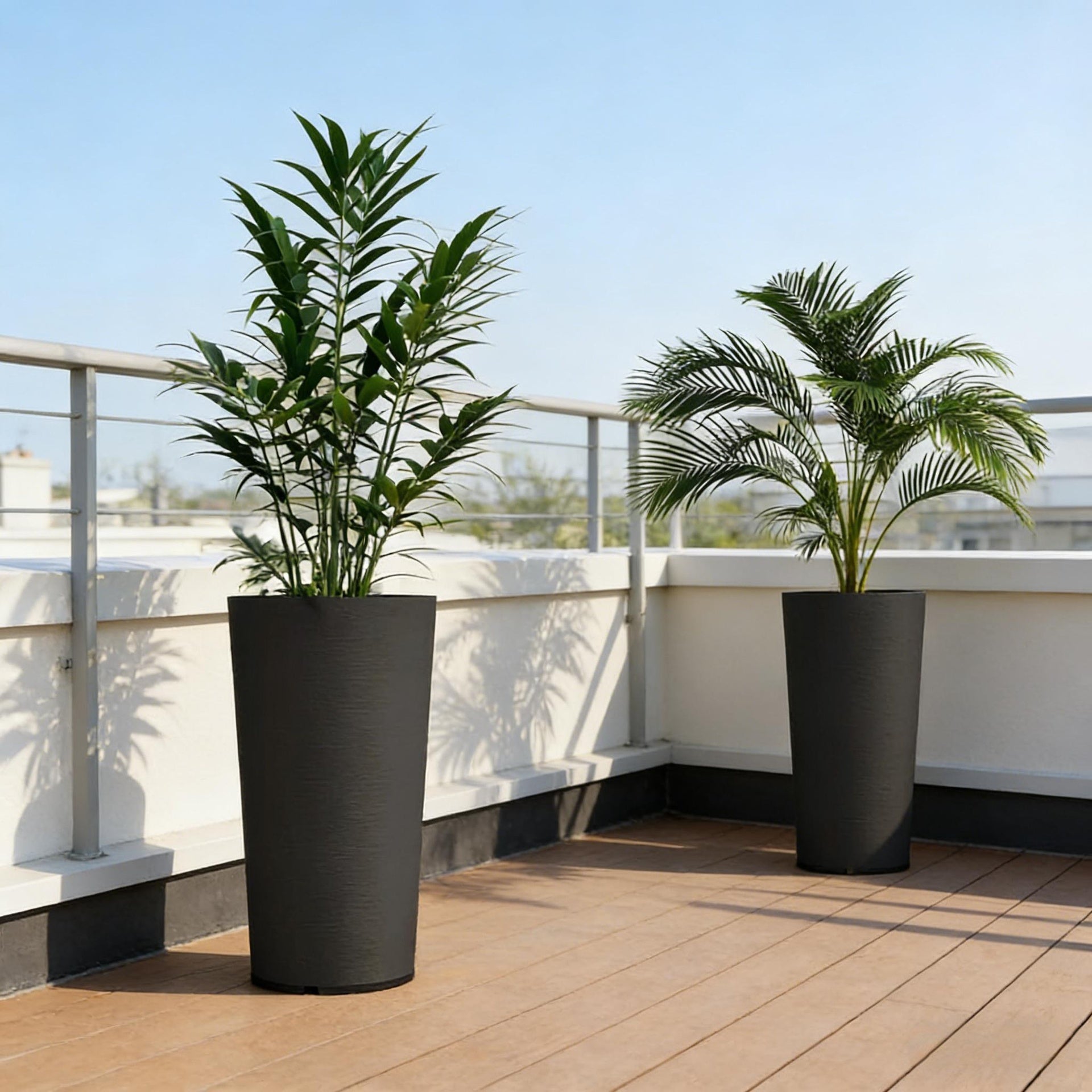 Set of 2 Flower Pots,Stackable Large Planters,High Planter