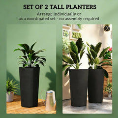 Set of 2 Flower Pots,Stackable Large Planters,High Planter