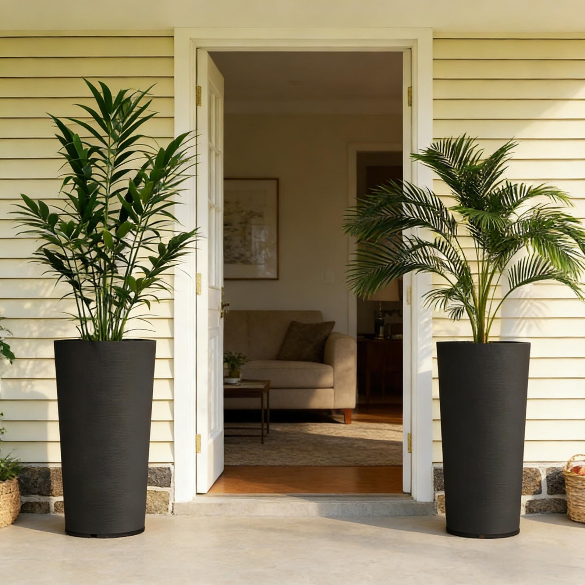 Set of 2 Flower Pots,Stackable Large Planters,High Planter