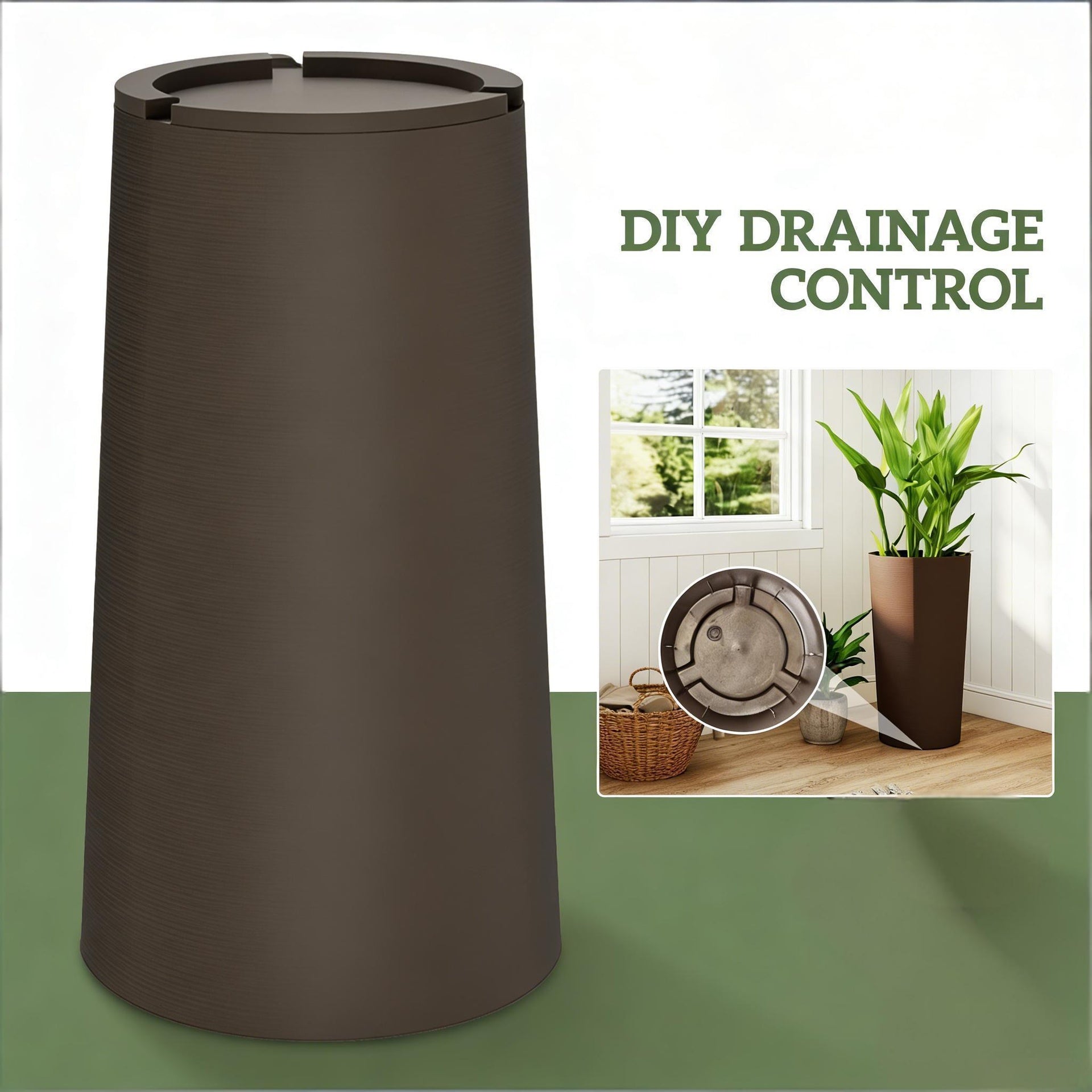 Tall Planter,Stackable Large Planters,Set of 2 Flower Pots