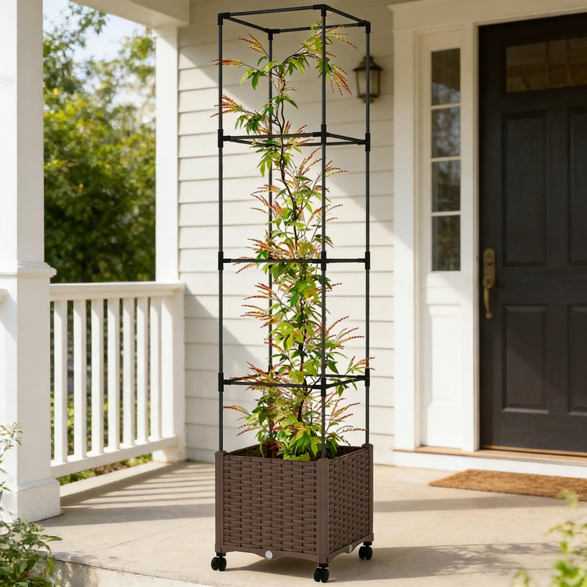 Plant Cage,Raised Garden Bed,Mobile Trellis Plant Bed