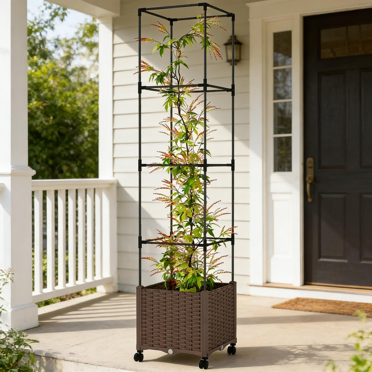 Plant Cage,Raised Garden Bed,Mobile Trellis Plant Bed