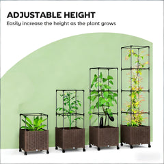 Plant Cage,Raised Garden Bed,Mobile Trellis Plant Bed