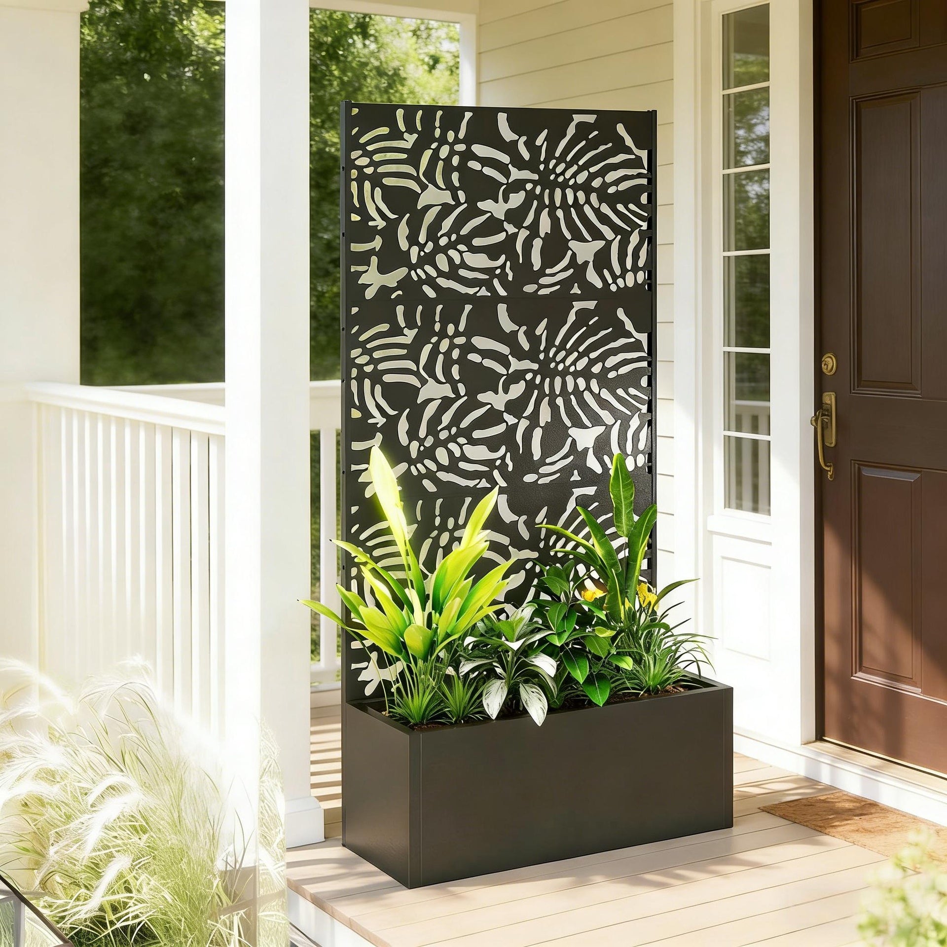Trellis Planter,Efficient Drainage Planter Box,Spacious Metal Planter Box