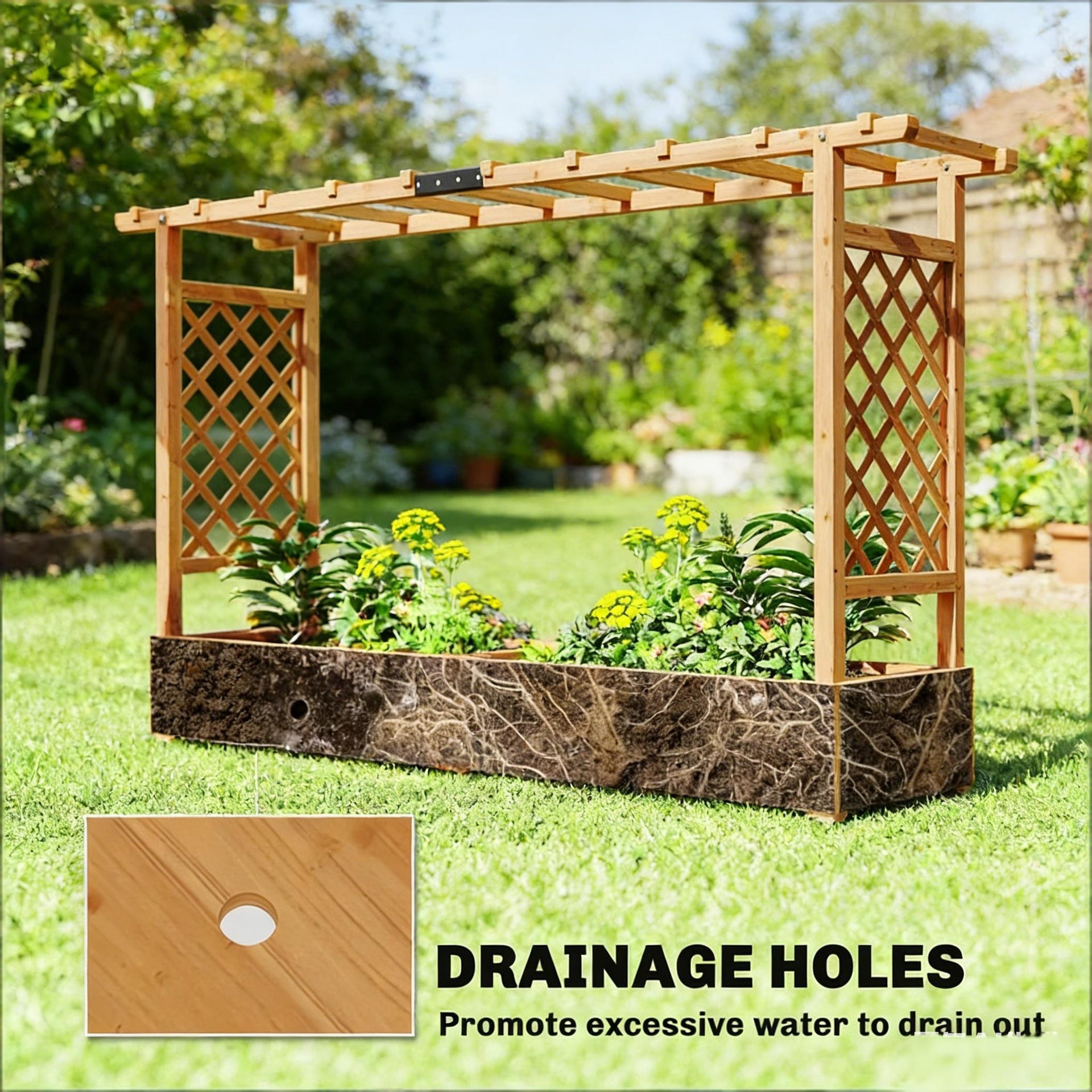 Wooden Planter Box,Trellis Planter,Raised Garden Bed