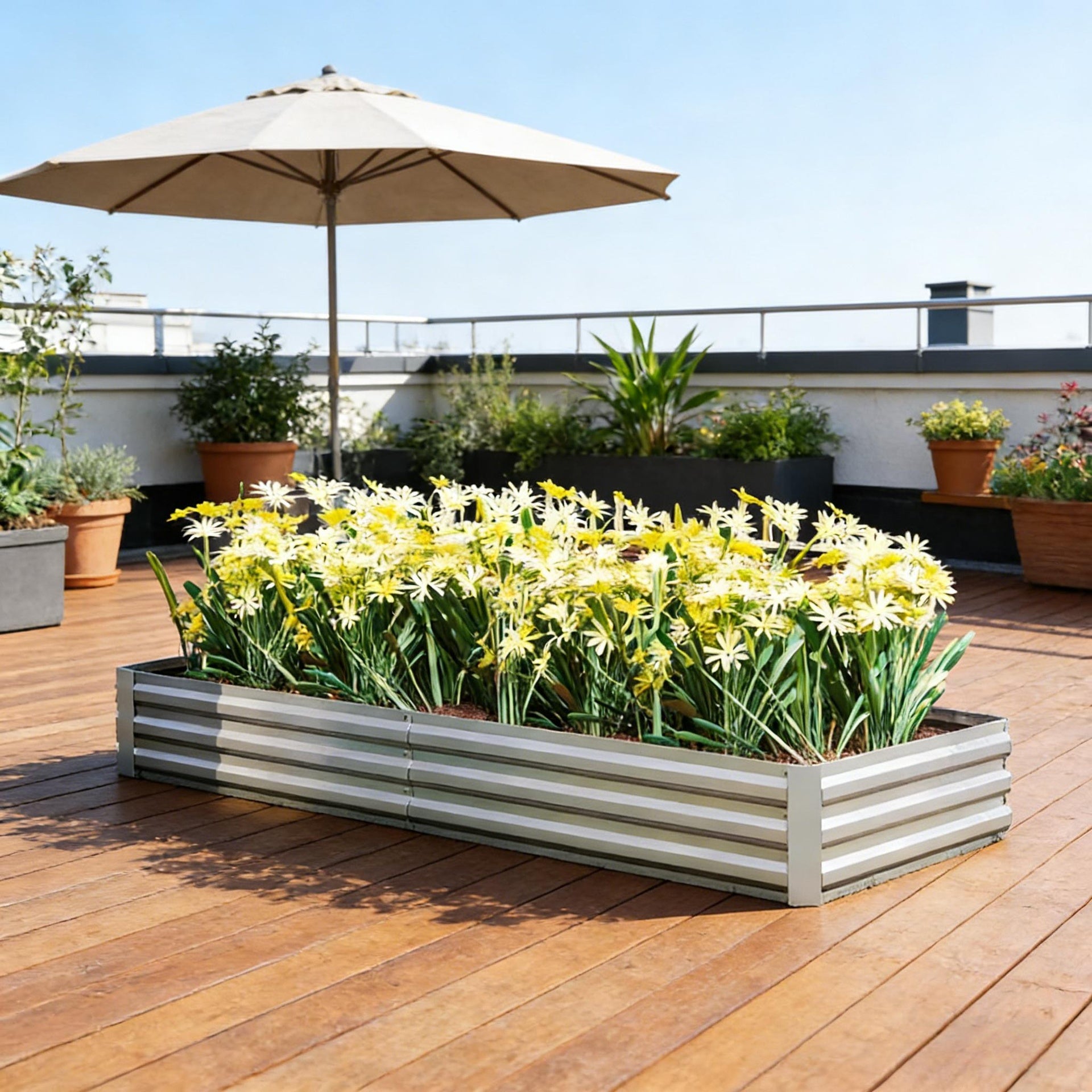 Flower Box,Plant Box,Garden Bed,Metal Raised Planter Box