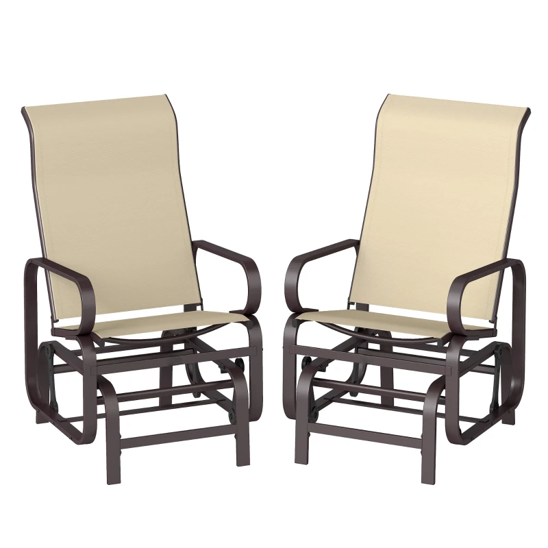 Cozy Glider Chair Set of 2,Outdoor Gliding Lounger Chair