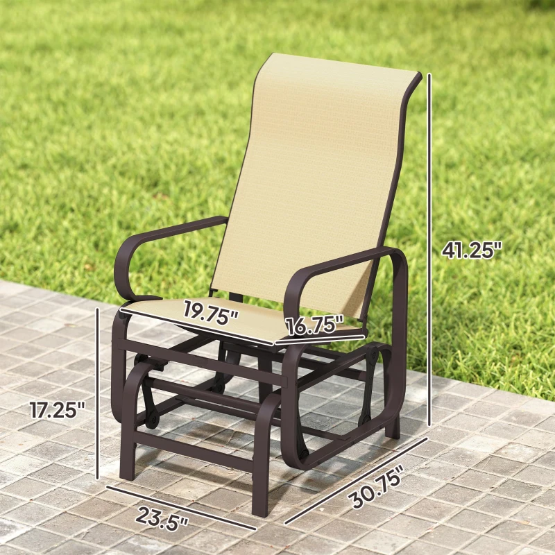 Cozy Glider Chair Set of 2,Outdoor Gliding Lounger Chair
