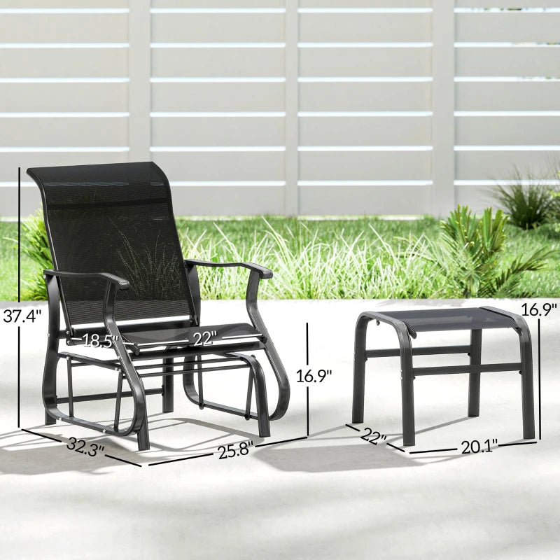 Garden High Back Glider Chair Set,Outdoor Glider