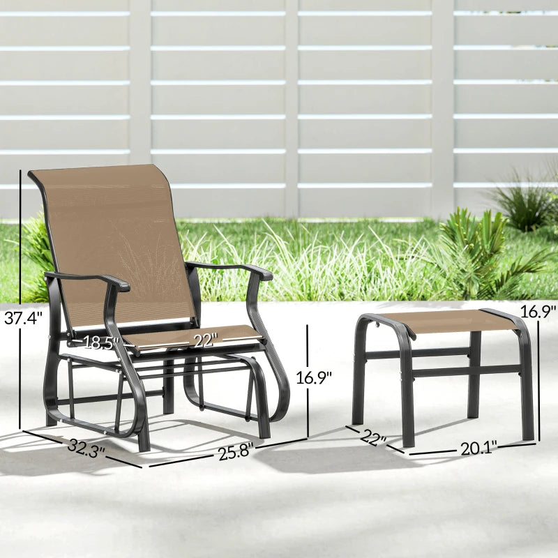 Comfortable High Back Glider Chair Set,Outdoor Glider