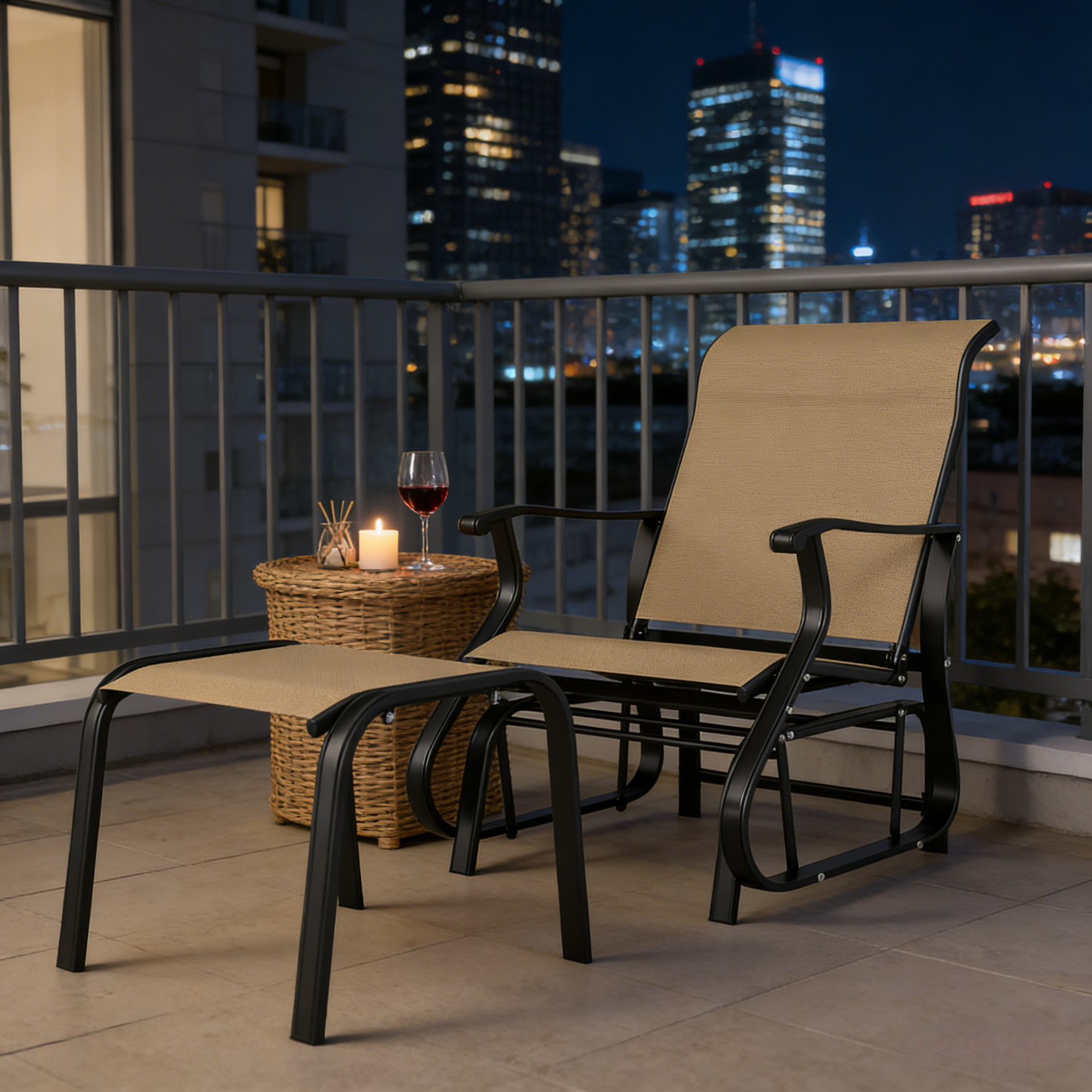 Comfortable High Back Glider Chair Set,Outdoor Glider