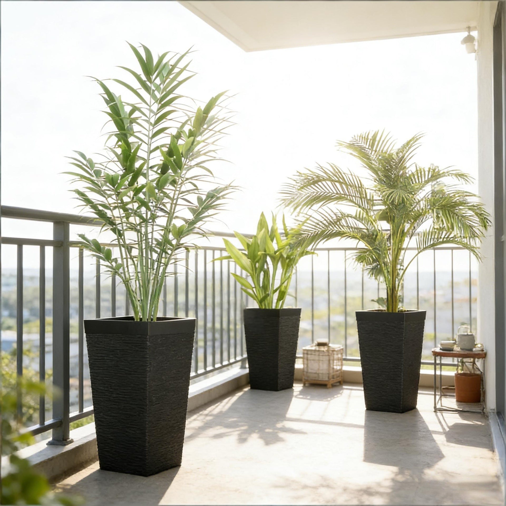 Modern Design Stackable Tapered Planters,Set of 3 Outdoor Planters