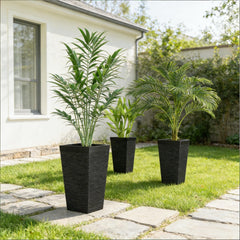 Modern Design Stackable Tapered Planters,Set of 3 Outdoor Planters