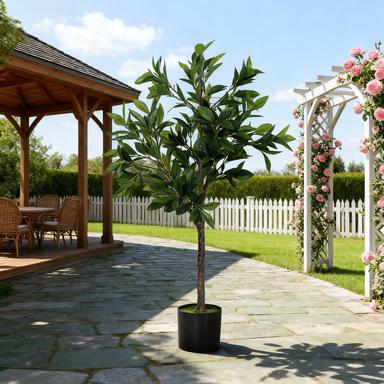 Potted Fake Plant, Lifelike Laurel Artificial Tree,Green