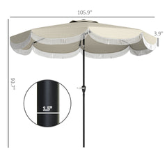Vented Patio Table Umbrella,Outdoor Umbrella,with Crank, 8 Ribs, Push Button Tilt