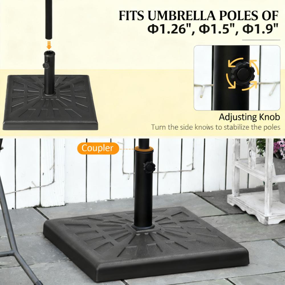 Square Outdoor Umbrella Stand Holder,Fashion Resin Patio Umbrella Base,for Parasol Poles