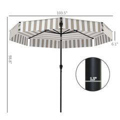 Outdoor Market Umbrella,Patio Umbrella,2-Tier Vented Patio Table Umbrella with Crank 8 Ribs,Tiltable Porch Umbrella,for Outdoor