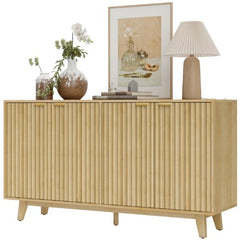 Convenient Cabinet,Fluted Sideboard Buffet Cabinet,with Doors,Adjustable Shelves,Wood Legs