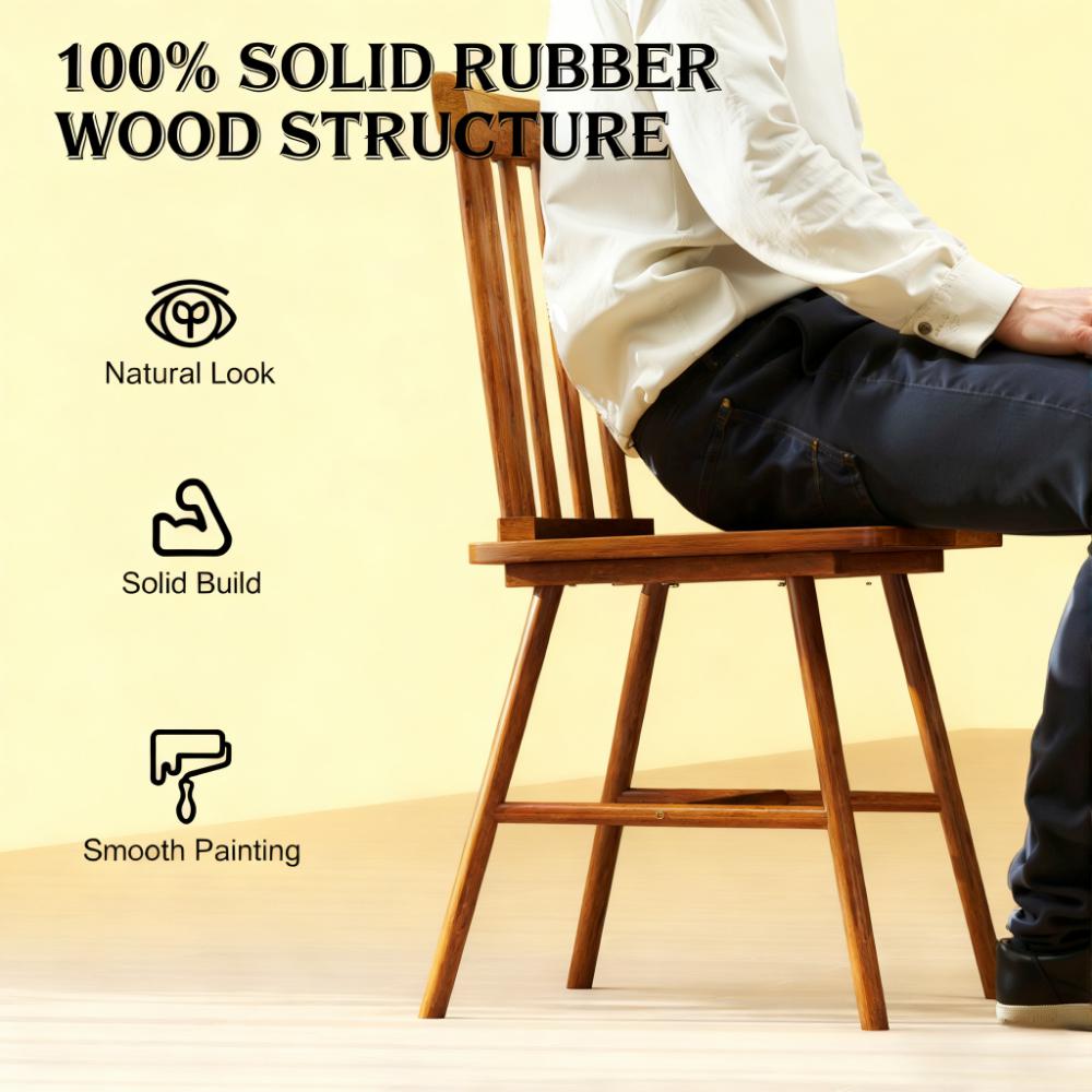 Comfortable Kitchen Chairs,Dining Chairs Set of 4,with Rubber Wood Frame,Spindle Back for Your Home