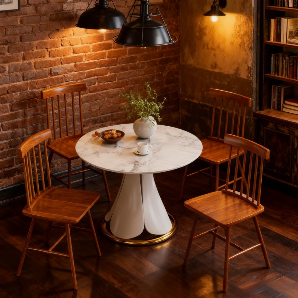 Comfortable Kitchen Chairs,Dining Chairs Set of 4,with Rubber Wood Frame,Spindle Back for Your Home