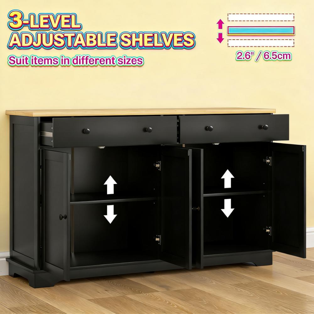 Nordic Style Buffet Cabinet with Storage Drawers,Sideboard, Adjustable Shelves for Your Home