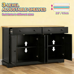 Nordic Style Buffet Cabinet with Storage Drawers,Sideboard, Adjustable Shelves for Your Home