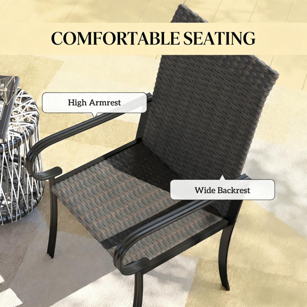 Set of 2 Dining Chairs with Armrest,Highback and Deep Seating
