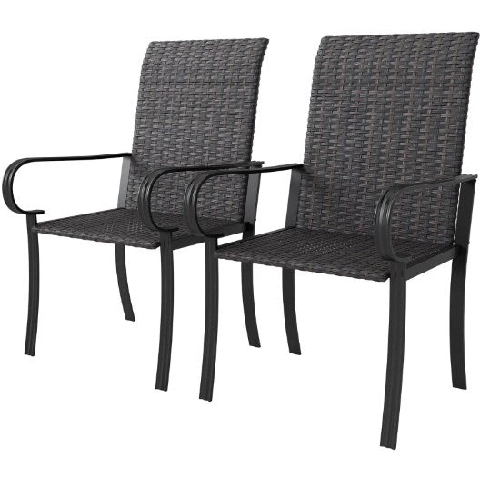 Set of 2 Dining Chairs with Armrest,Highback and Deep Seating