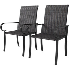 Set of 2 Dining Chairs with Armrest,Highback and Deep Seating