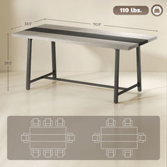 Long Dining Table with Large Tabletop and Steel Legs,Kitchen Table,for Your Home
