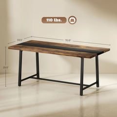 Long Dining Table,Kitchen Table with Large Tabletop and Steel Legs,for Your Home