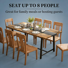 Long Dining Table,Kitchen Table with Large Tabletop and Steel Legs,for Your Home