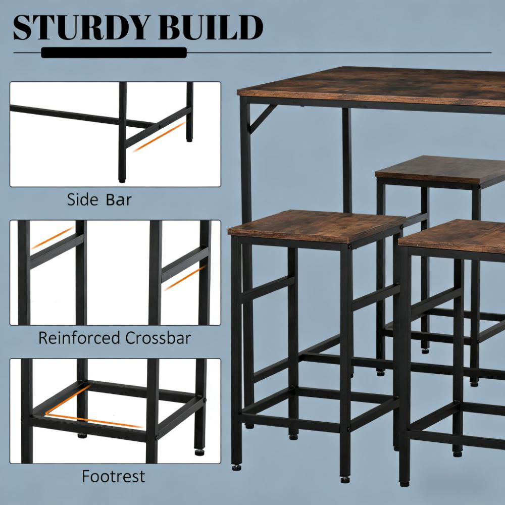 5-Piece Dining Table Set,Table & 4 Stools Set,Space Saving
