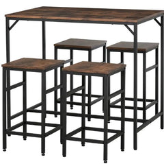 5-Piece Dining Table Set,Table & 4 Stools Set,Space Saving