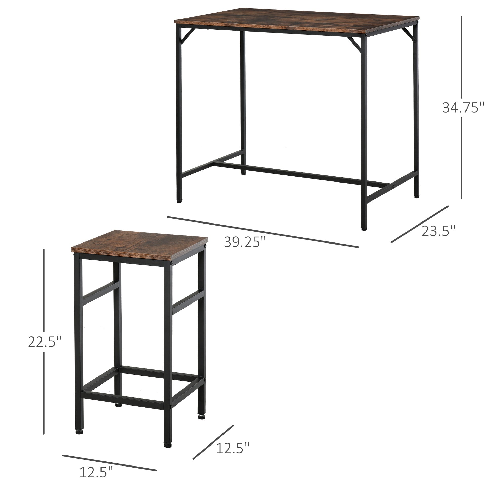 5-Piece Dining Table Set,Table & 4 Stools Set,Space Saving