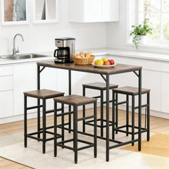5-Piece Dining Table Set,Table & 4 Stools Set,Space Saving