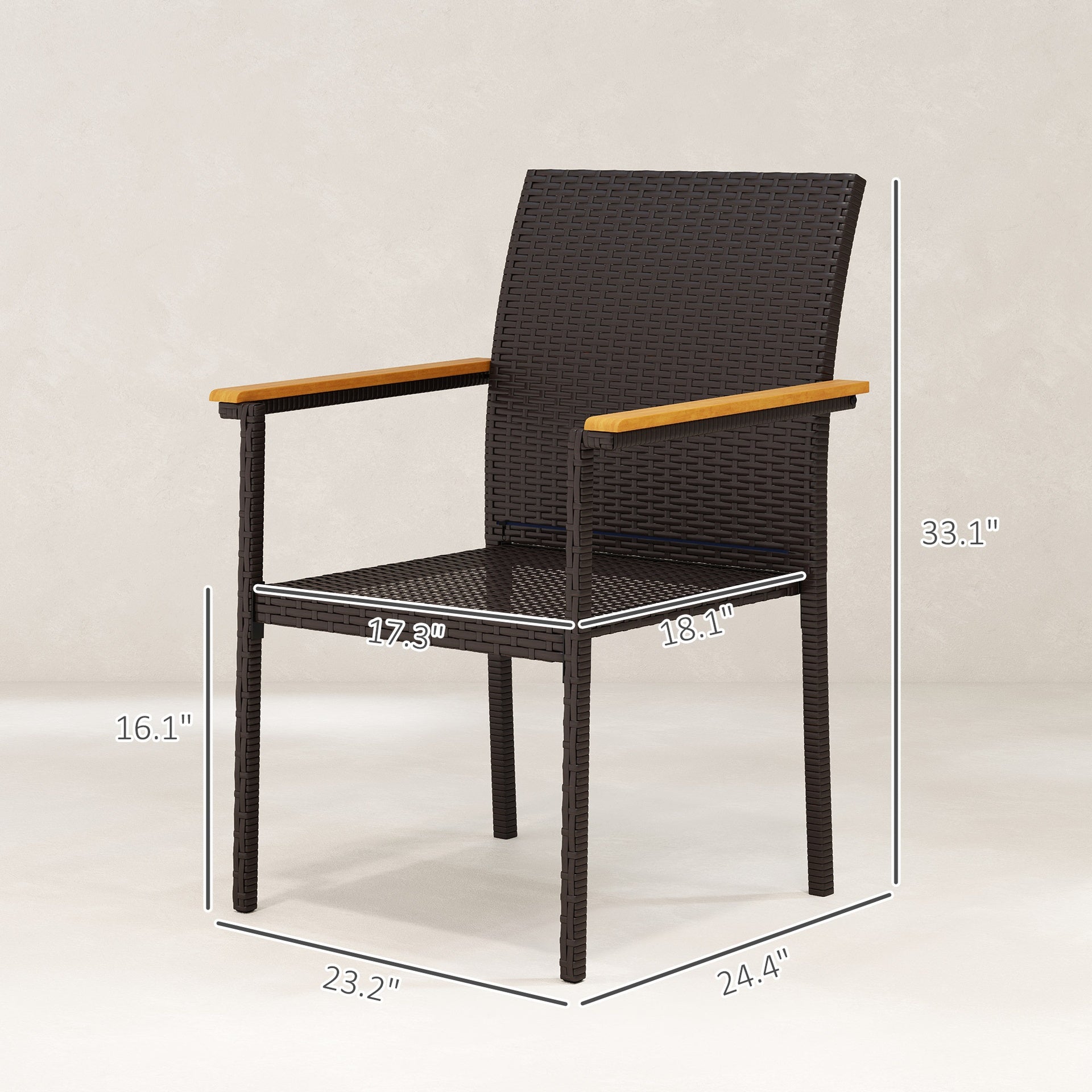 Set of 2 Dining Chair,Rattan Dining Chair with Backrest, Armrests