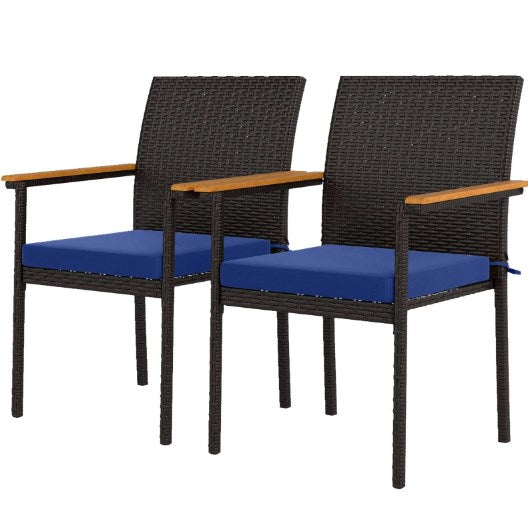 Set of 2 Dining Chair,Rattan Dining Chair with Backrest, Armrests