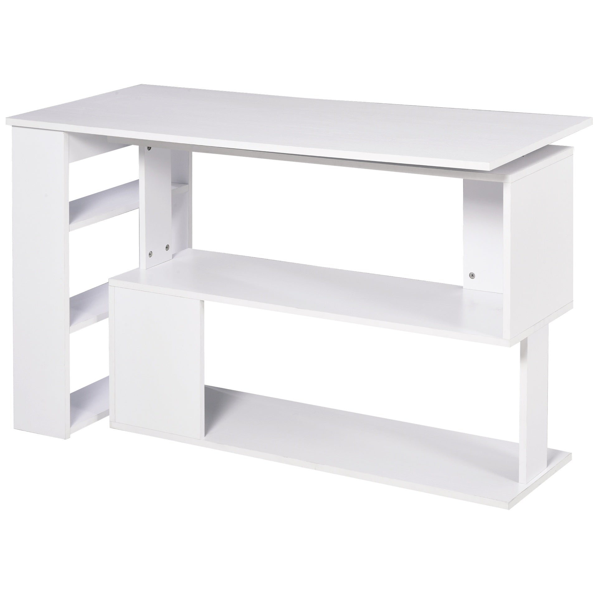 Writing Table Workstation,L Shaped Corner Computer Desk,360° Rotating Home Office Desk