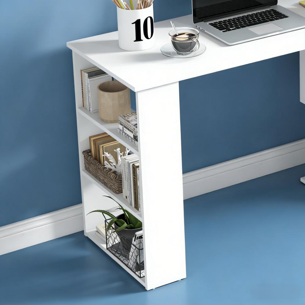 Writing Table Workstation,L Shaped Corner Computer Desk,360° Rotating Home Office Desk